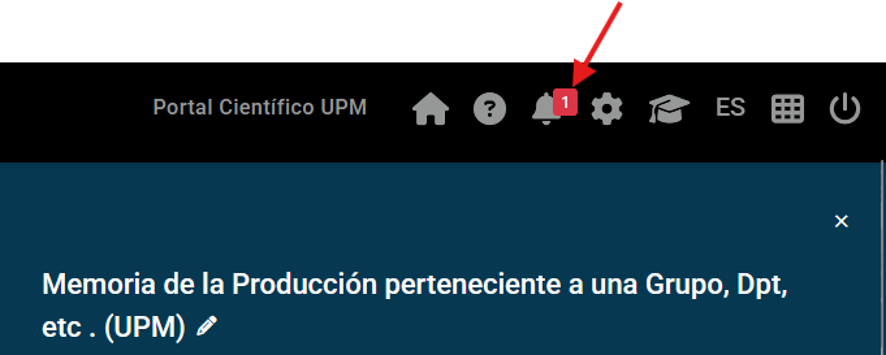 Icono de la campana con el recuadro en rojo que indica que el informe está preparado para su descarga
