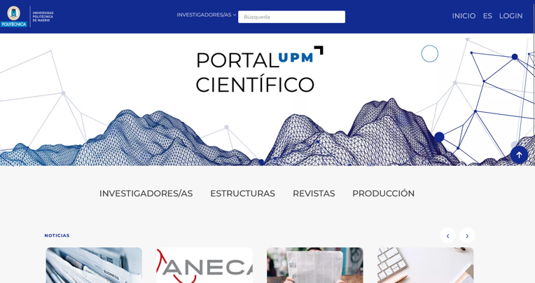 Página de la interfaz pública del Portal Científico (iPublic)