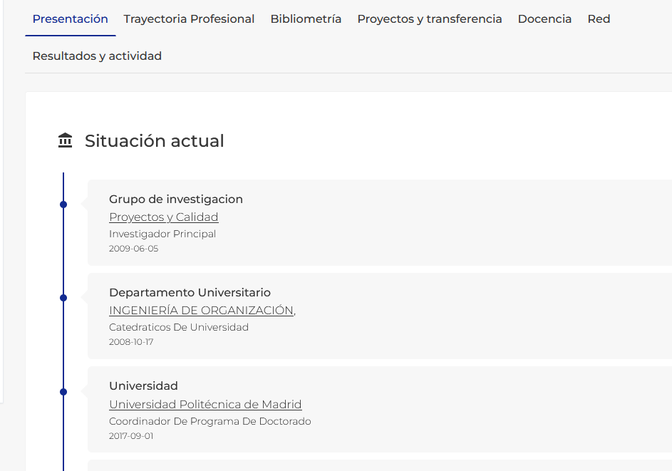 Selección de la información de un investigador a través de iPublic